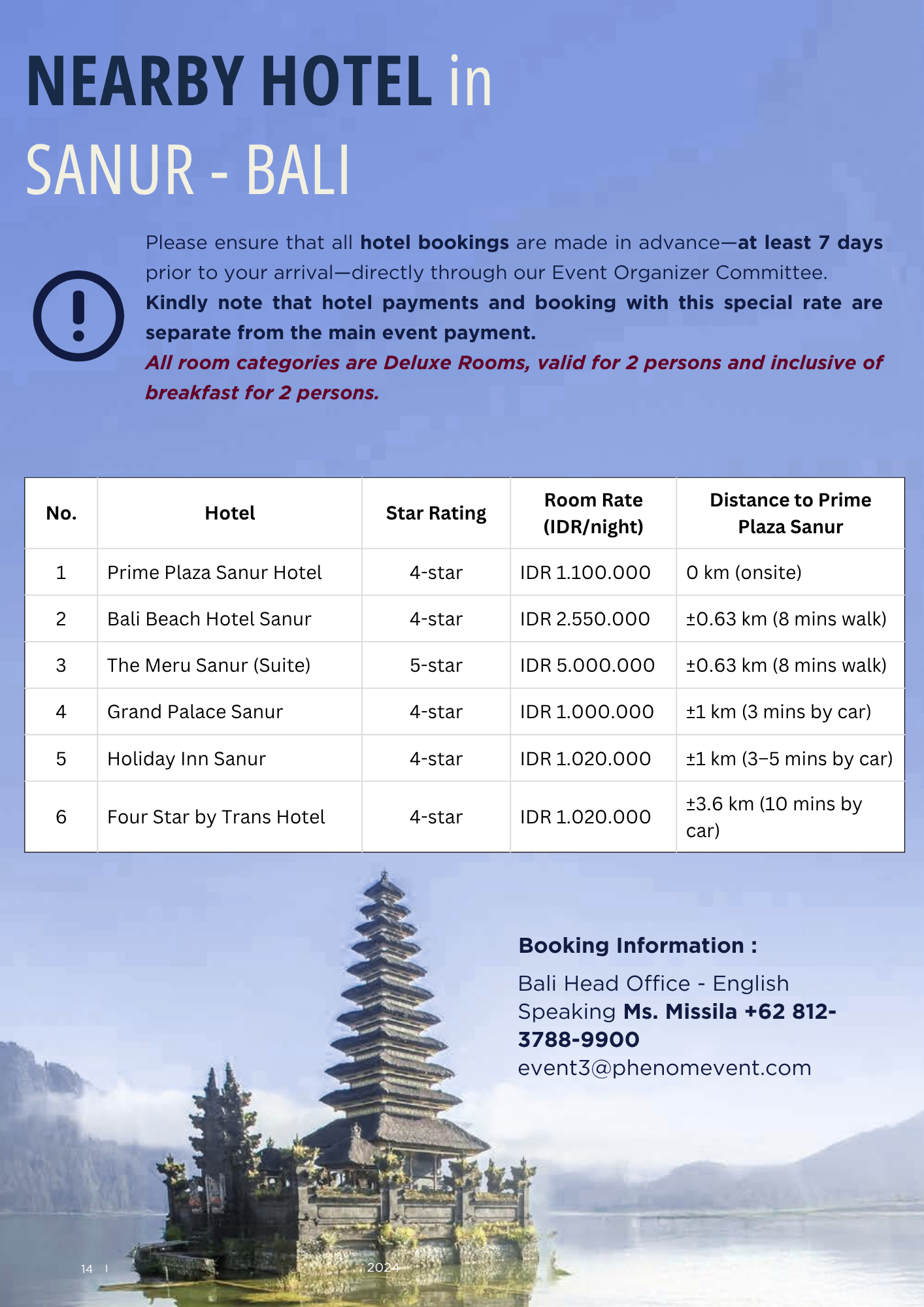 Hotel & Booking Information